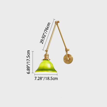 現代的なスカンジナビアのラウンドロングロッドガラス真鍮1ライト壁取り付け用燭台ランプリビングルーム用