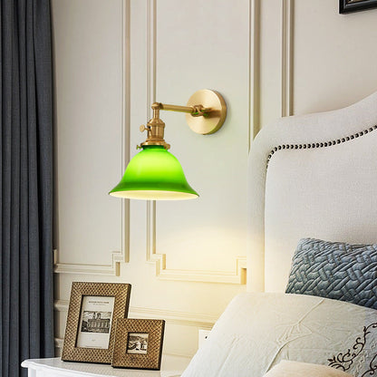 現代的なスカンジナビアのラウンドロングロッドガラス真鍮1ライト壁取り付け用燭台ランプリビングルーム用