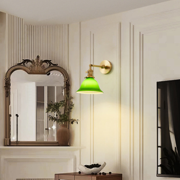 現代的なスカンジナビアのラウンドロングロッドガラス真鍮1ライト壁取り付け用燭台ランプリビングルーム用