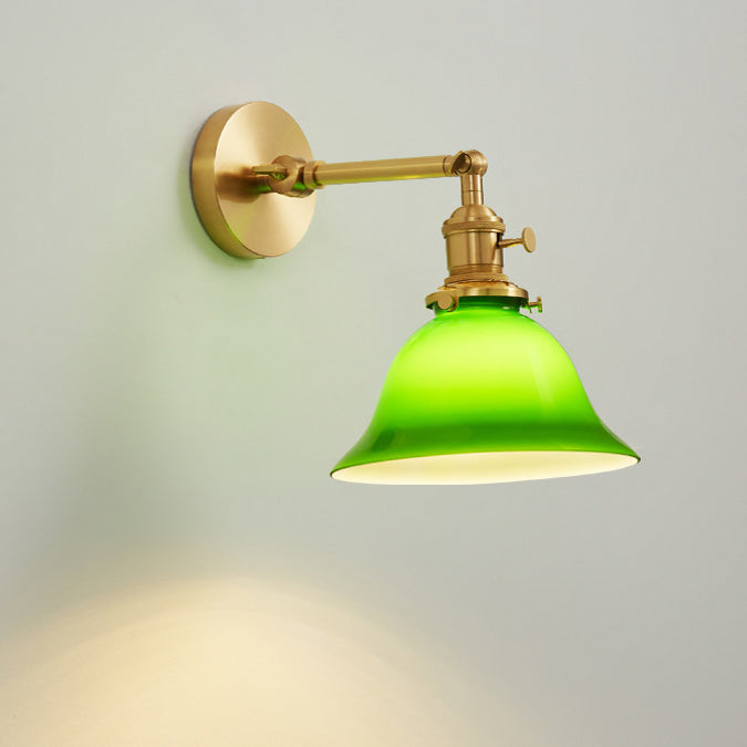 現代的なスカンジナビアのラウンドロングロッドガラス真鍮1ライト壁取り付け用燭台ランプリビングルーム用