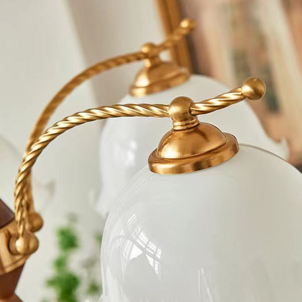 Traditional Vintage Floral Branch Curved Glass Wood Brass 3/5 Light Chandelier For Living Room
