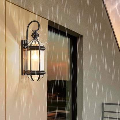 Contemporary Scandinavian Hexagon Round Waterproof Glass Brass 1-Light Wall Sconce Lamp For Outdoor Patio
