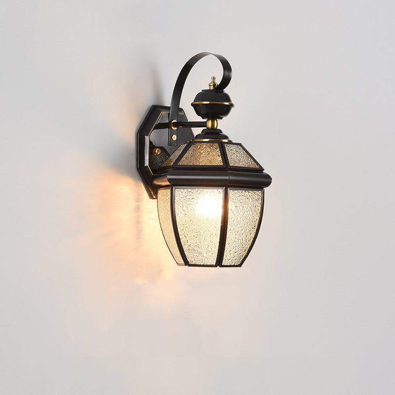 Contemporary Scandinavian Hexagon Round Waterproof Glass Brass 1-Light Wall Sconce Lamp For Outdoor Patio