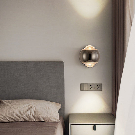 Contemporary Creative Round Orb Rotatable Glass Iron Aluminum LED Wall Sconce Lamp For Bedroom