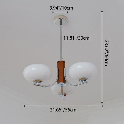 Traditional French Round Cylinder Branch Glass Iron 3/6 Light Chandelier For Living Room