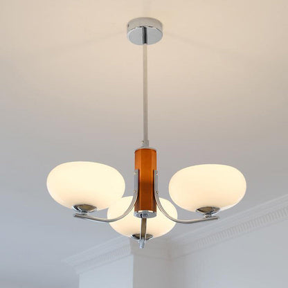 Traditional French Round Cylinder Branch Glass Iron 3/6 Light Chandelier For Living Room