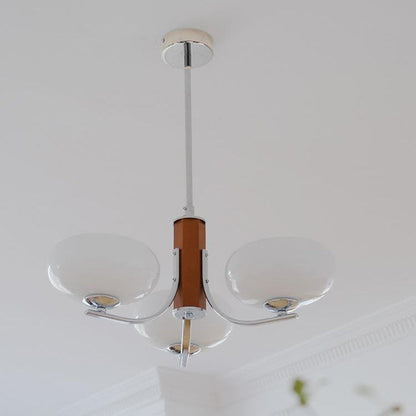 Traditional French Round Cylinder Branch Glass Iron 3/6 Light Chandelier For Living Room