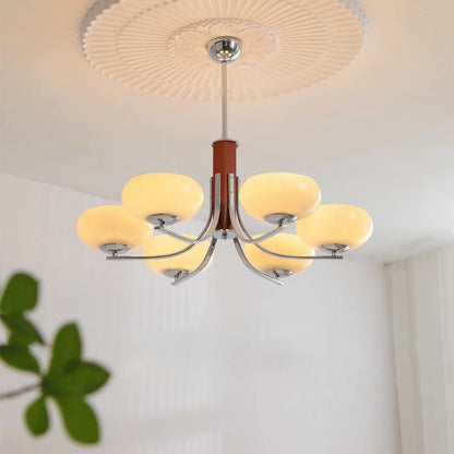 Traditional French Round Cylinder Branch Glass Iron 3/6 Light Chandelier For Living Room