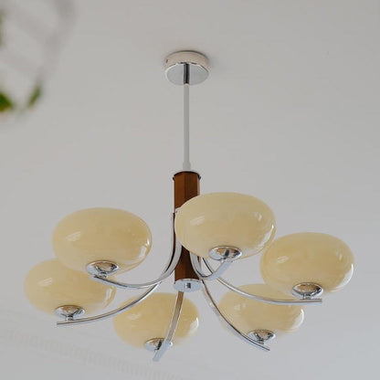 Traditional French Round Cylinder Branch Glass Iron 3/6 Light Chandelier For Living Room