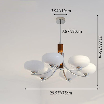 Traditional French Round Cylinder Branch Glass Iron 3/6 Light Chandelier For Living Room