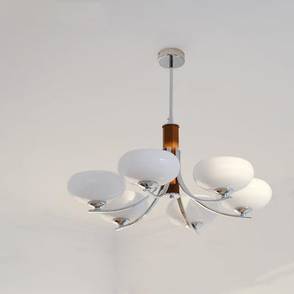 Traditional French Round Cylinder Branch Glass Iron 3/6 Light Chandelier For Living Room