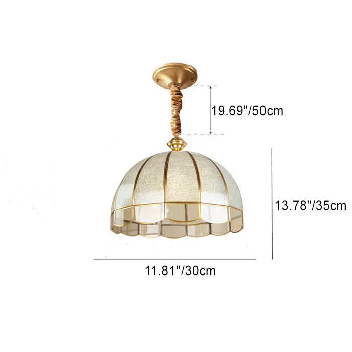 Contemporary Scandinavian Round Umbrella Glass Copper 1/7 Light Chandelier For Living Room