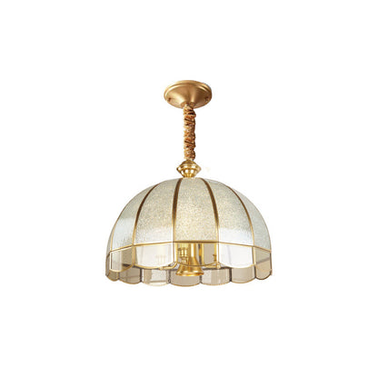Contemporary Scandinavian Round Umbrella Glass Copper 1/7 Light Chandelier For Living Room