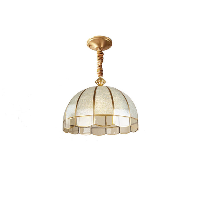 Contemporary Scandinavian Round Umbrella Glass Copper 1/7 Light Chandelier For Living Room