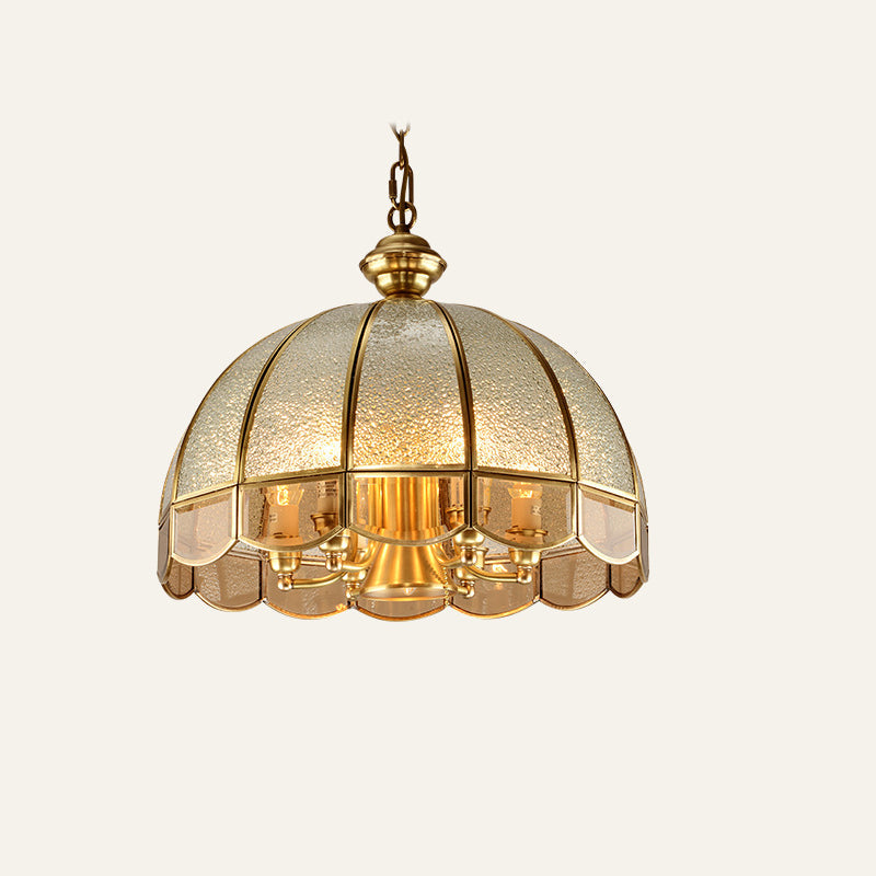 Modern Luxury Umbrella Round Glass Brass 1/6 Light Chandelier For Living Room