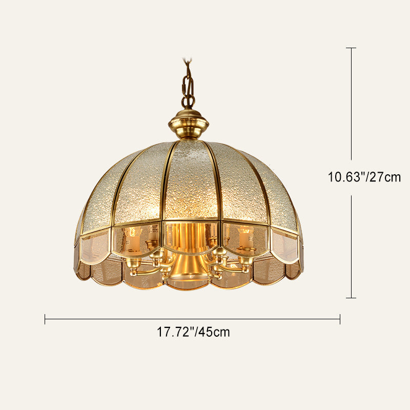 Modern Luxury Umbrella Round Glass Brass 1/6 Light Chandelier For Living Room
