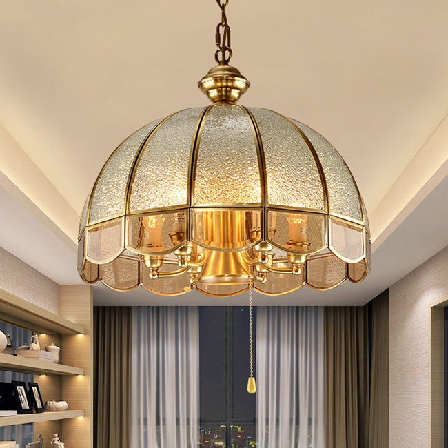 Modern Luxury Umbrella Round Glass Brass 1/6 Light Chandelier For Living Room