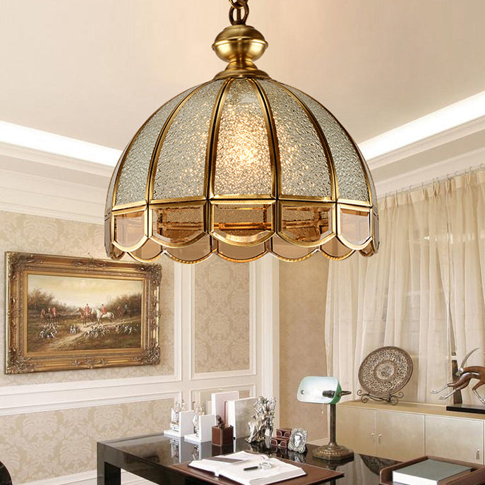 Modern Luxury Umbrella Round Glass Brass 1/6 Light Chandelier For Living Room