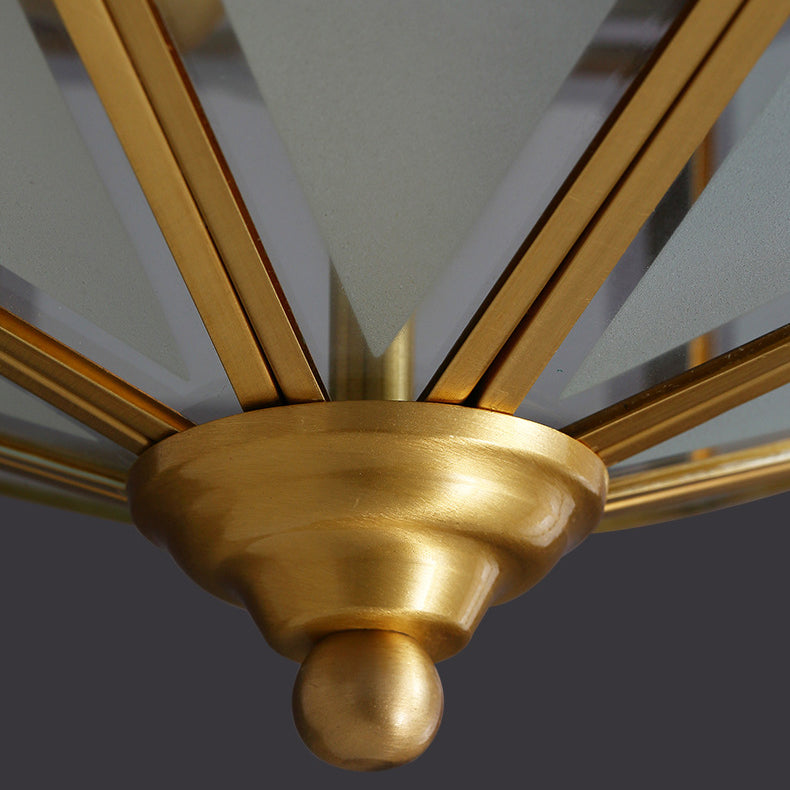 Contemporary Scandinavian Hexagonal Square Glass Copper Iron 2/3 Light Flush Mount Ceiling Light For Bedroom