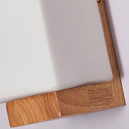 Traditional Japanese Rectangle Glass Wood 1-Light Wall Sconce Lamp For Living Room