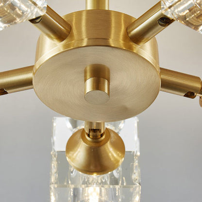 Contemporary Scandinavian Branch Square Round Crystal Brass 3/4/5/6 Light Semi-Flush Mount Ceiling Light For Bedroom