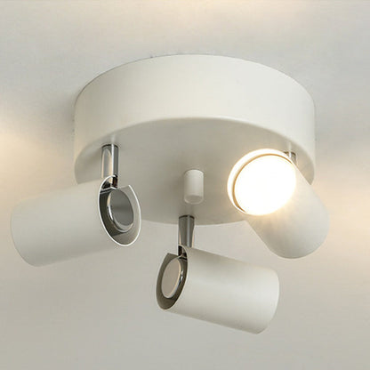 Contemporary Scandinavian Cylindrical Round Iron 3-Light Semi-Flush Mount Ceiling Light For Living Room