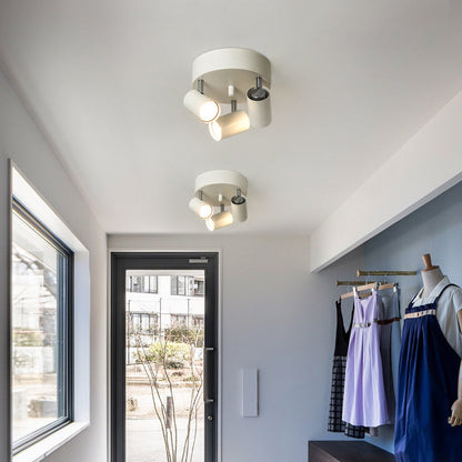 Contemporary Scandinavian Cylindrical Round Iron 3-Light Semi-Flush Mount Ceiling Light For Living Room