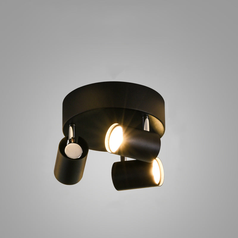 Contemporary Scandinavian Cylindrical Round Iron 3-Light Semi-Flush Mount Ceiling Light For Living Room