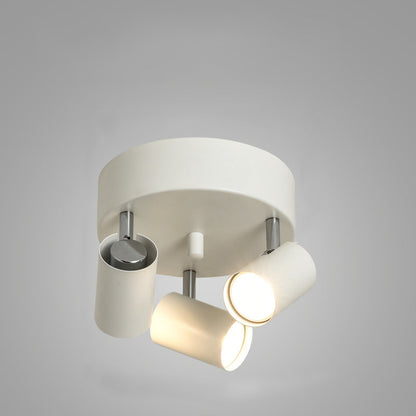 Contemporary Scandinavian Cylindrical Round Iron 3-Light Semi-Flush Mount Ceiling Light For Living Room