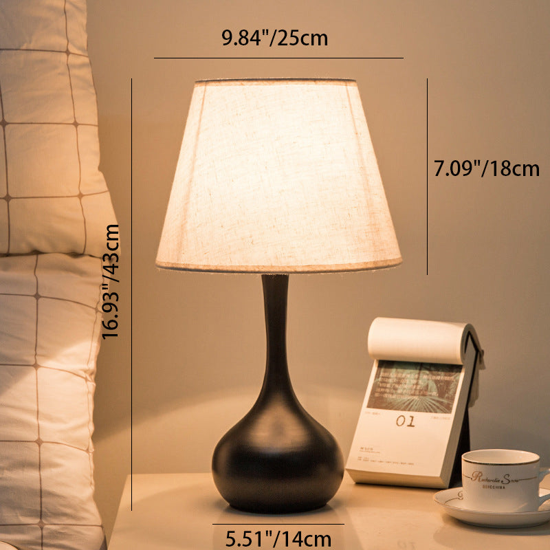 Contemporary Scandinavian Water Drops Scalloped Round Fabric Iron 1-Light Table Lamp For Living Room