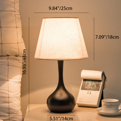 Contemporary Scandinavian Water Drops Scalloped Round Fabric Iron 1-Light Table Lamp For Living Room