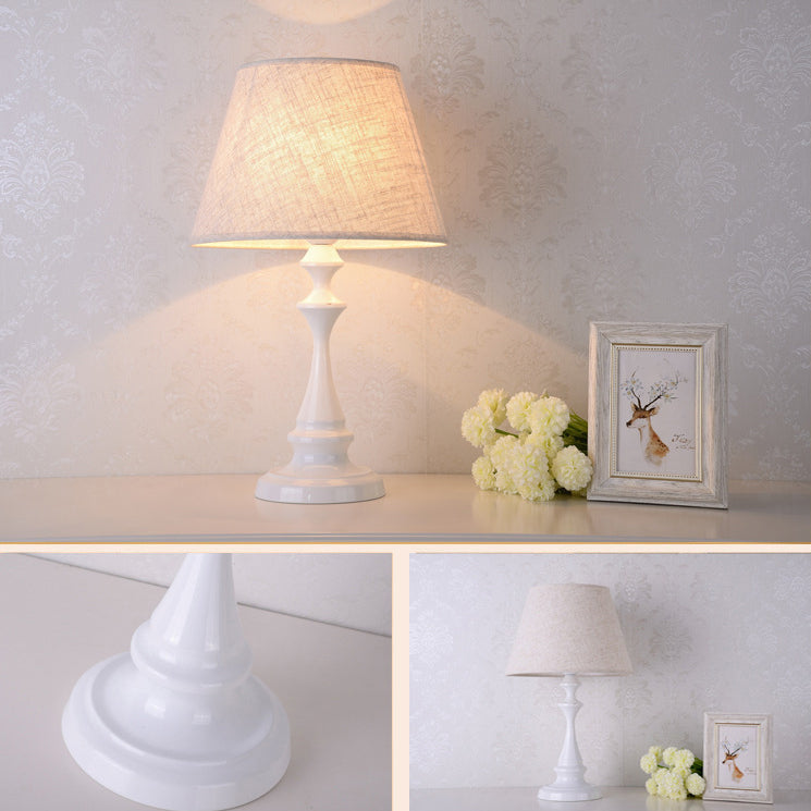 Contemporary Scandinavian Water Drops Scalloped Round Fabric Iron 1-Light Table Lamp For Living Room