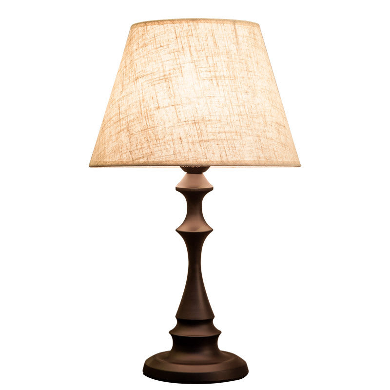Contemporary Scandinavian Water Drops Scalloped Round Fabric Iron 1-Light Table Lamp For Living Room