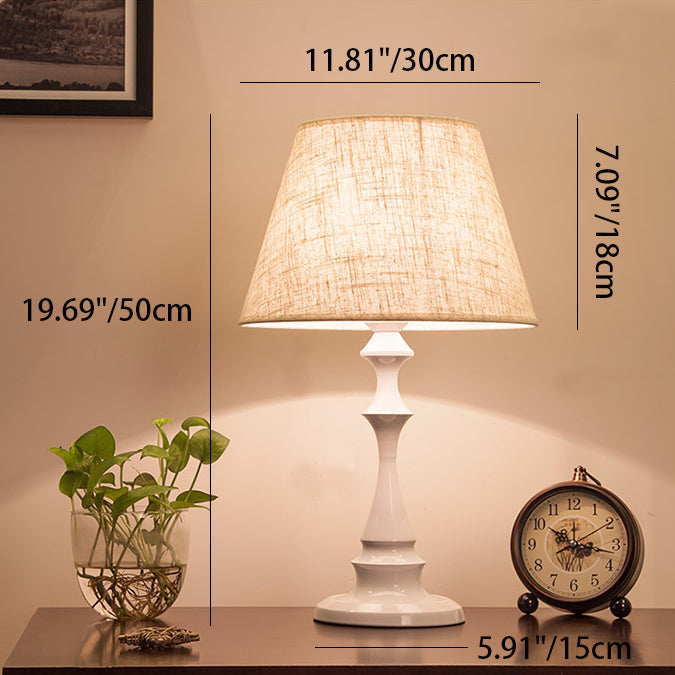 Contemporary Scandinavian Water Drops Scalloped Round Fabric Iron 1-Light Table Lamp For Living Room