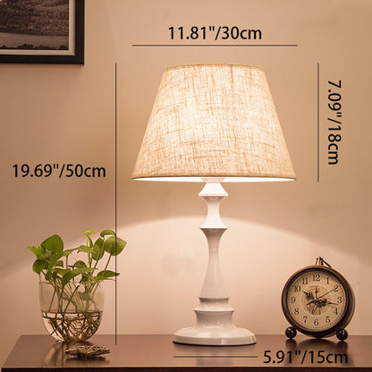 Contemporary Scandinavian Water Drops Scalloped Round Fabric Iron 1-Light Table Lamp For Living Room