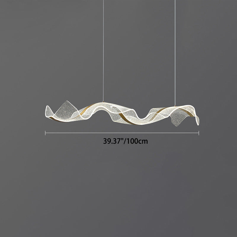ثريا LED من الألومنيوم والأكريليك بتصميم موجة منحنية عصرية بسيطة لغرفة المعيشة