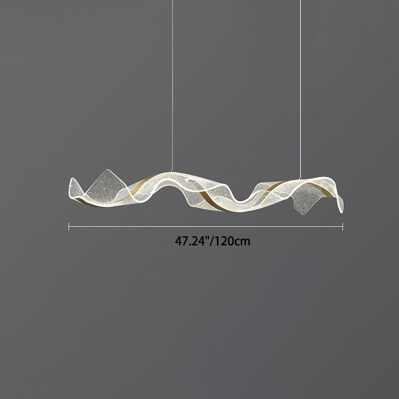 ثريا LED من الألومنيوم والأكريليك بتصميم موجة منحنية عصرية بسيطة لغرفة المعيشة