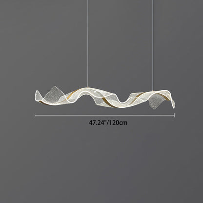 ثريا LED من الألومنيوم والأكريليك بتصميم موجة منحنية عصرية بسيطة لغرفة المعيشة