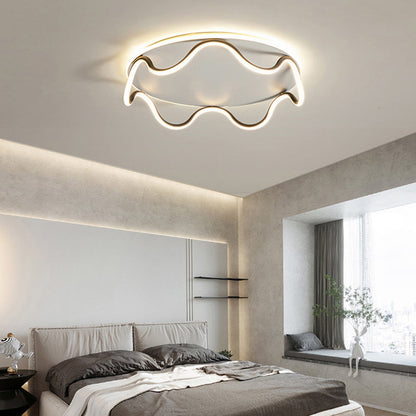 Modern Art Deco Kids Wave Round Iron LED Flush Mount Ceiling Light For Living Room