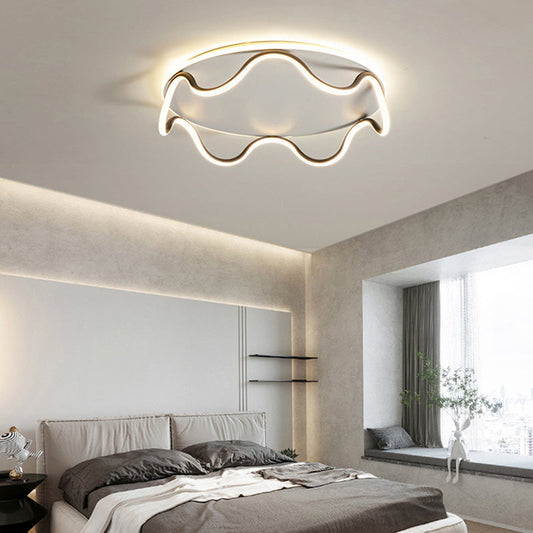 Modern Art Deco Kids Wave Round Iron LED Flush Mount Ceiling Light For Living Room