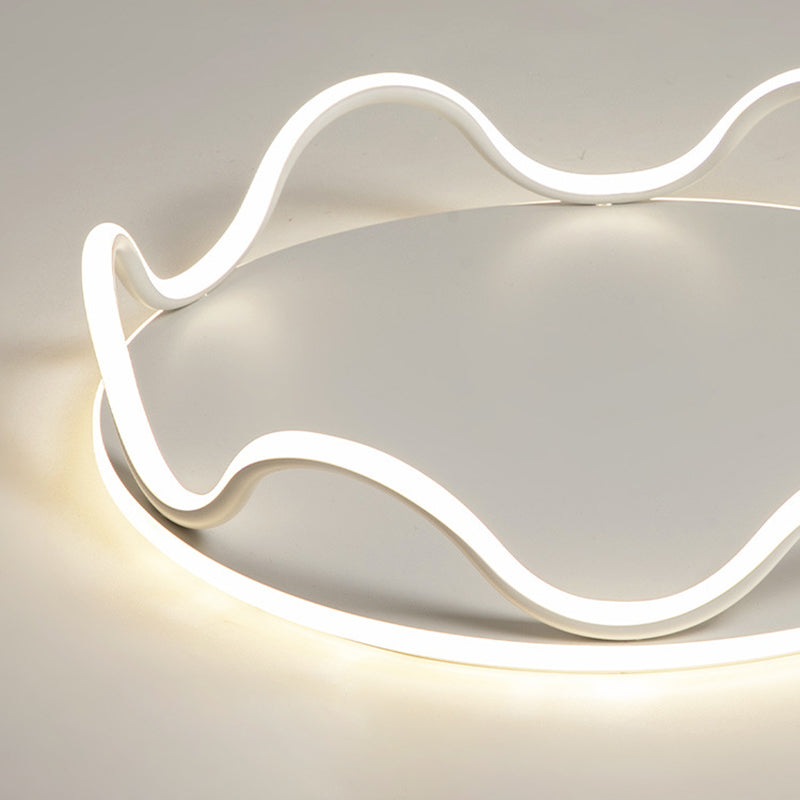 Modern Art Deco Kids Wave Round Iron LED Flush Mount Ceiling Light For Living Room