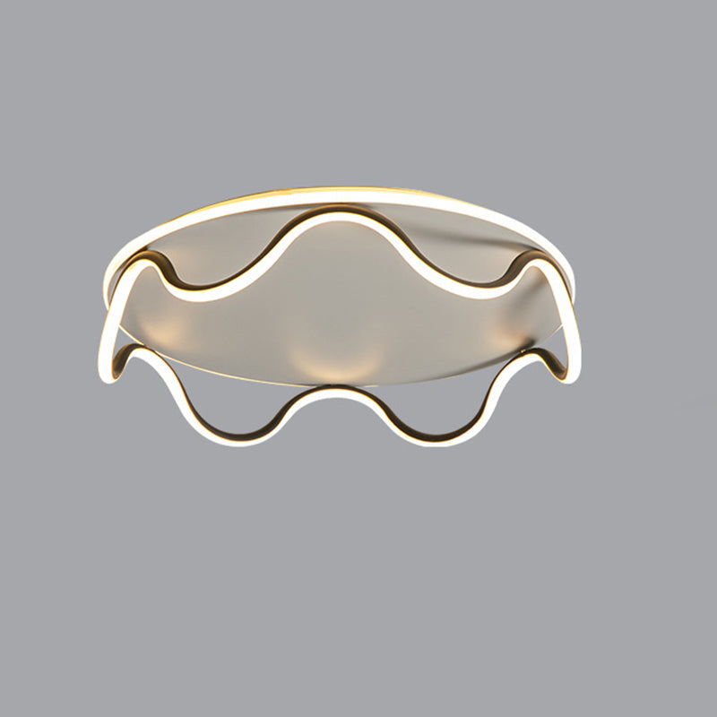 Modern Art Deco Kids Wave Round Iron LED Flush Mount Ceiling Light For Living Room