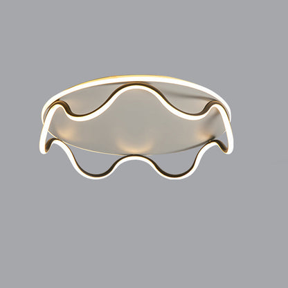 Modern Art Deco Kids Wave Round Iron LED Flush Mount Ceiling Light For Living Room