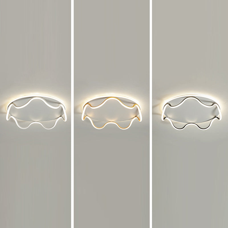 Modern Art Deco Kids Wave Round Iron LED Flush Mount Ceiling Light For Living Room