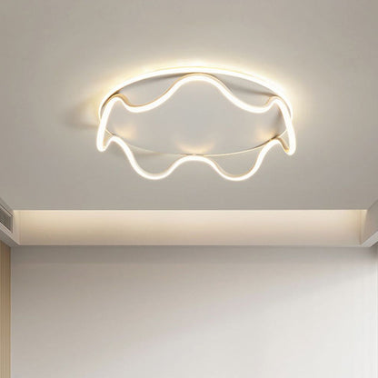 Modern Art Deco Kids Wave Round Iron LED Flush Mount Ceiling Light For Living Room