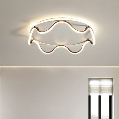Modern Art Deco Kids Wave Round Iron LED Flush Mount Ceiling Light For Living Room