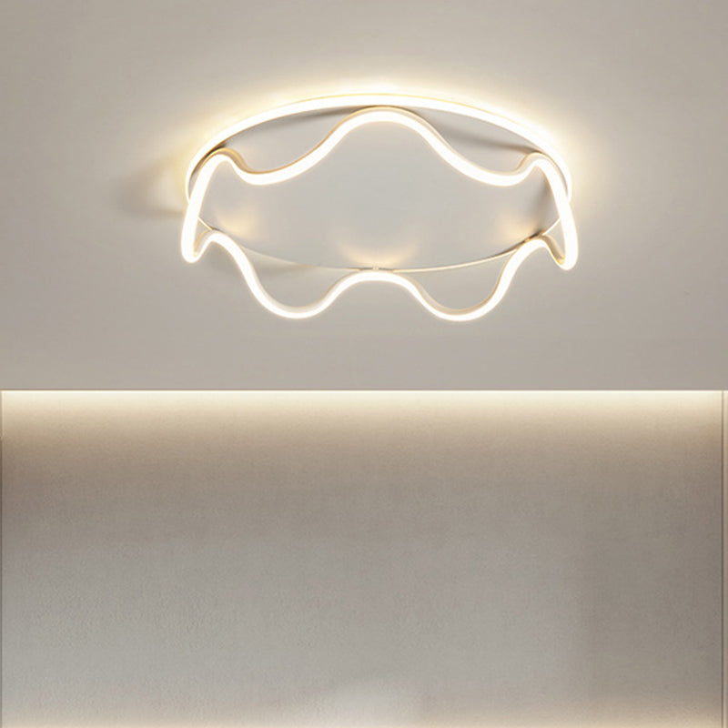 Modern Art Deco Kids Wave Round Iron LED Flush Mount Ceiling Light For Living Room