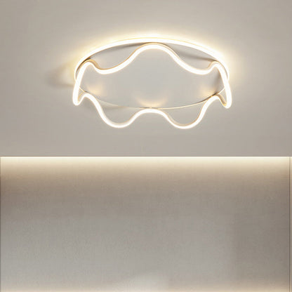 Modern Art Deco Kids Wave Round Iron LED Flush Mount Ceiling Light For Living Room