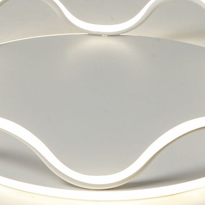 Modern Art Deco Kids Wave Round Iron LED Flush Mount Ceiling Light For Living Room