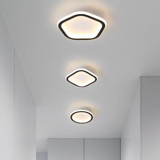 Modern Minimalist Round Square Pentagon Triangle Acrylic Aluminum LED Flush Mount Ceiling Light For Living Room